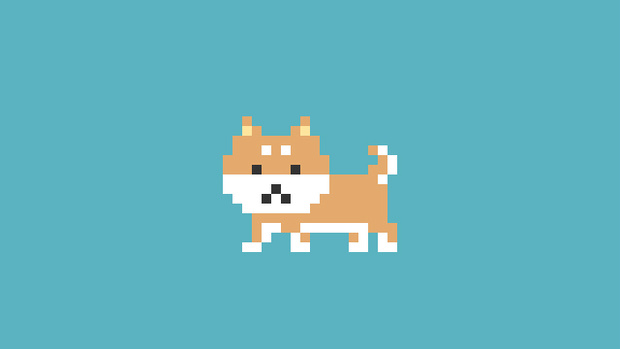 【動画素材】ドット絵の柴犬が歩く動画素材【ブルー背景＆ループ】[Stock Video] Pixel Art Shiba Inu Walk Cycle Animation on Blue Background, Loopd