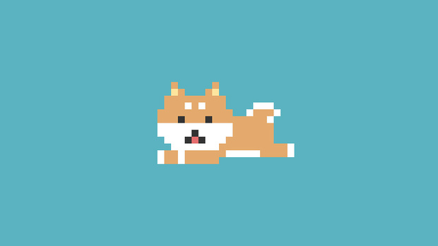 【動画素材】ドット絵の柴犬が走る動画素材【ブルー背景＆ループ】[Stock Video] Pixel Art Shiba Inu Run Cycle Animation on Blue Background, Loop