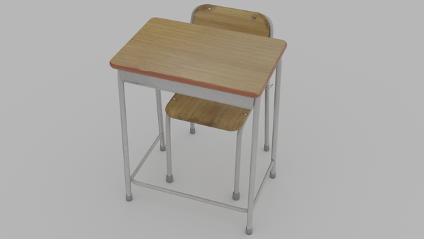 【3Dモデル】学校机・椅子