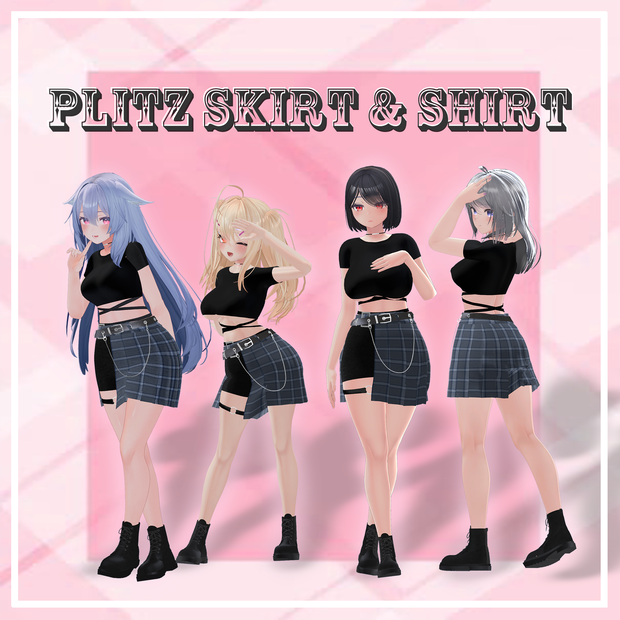 『 イメリス,桔梗,舞夜,モフィラ』【3D衣装モデル】plitz_skirt&shirt