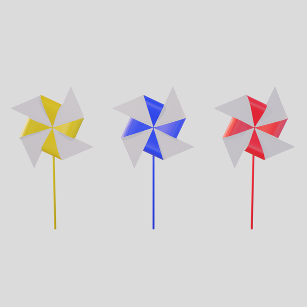 回せるかざぐるま_3Dモデル