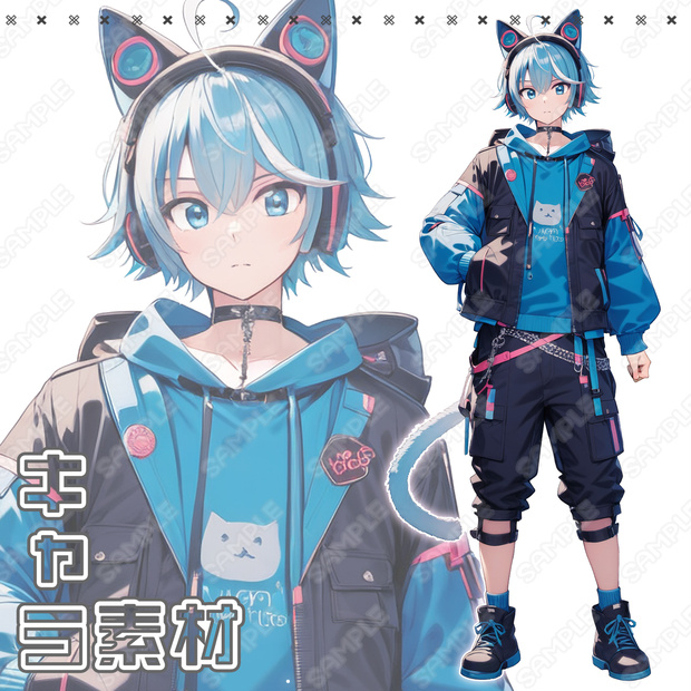 【034】キャラ素材_猫耳ヘッドホン_男性