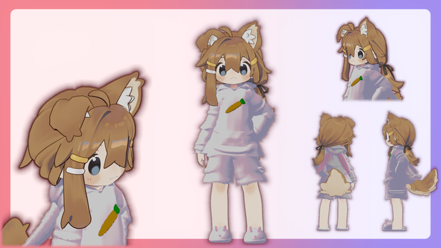 【VRC想定】もこもこウサギルームウェア（まめひなた対応）【3D素材】