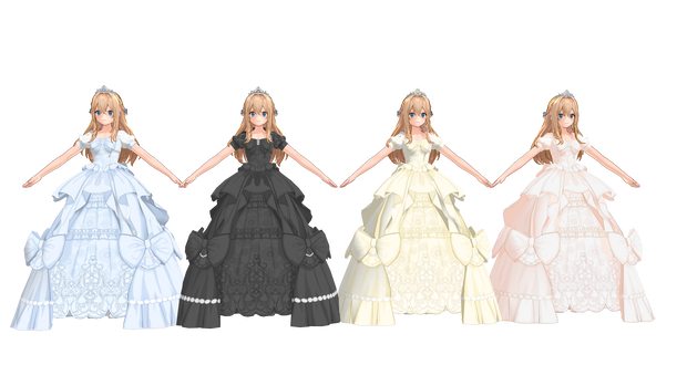 索米四色婚纱Suomi Wedding Dress 【 MMD Model DL】