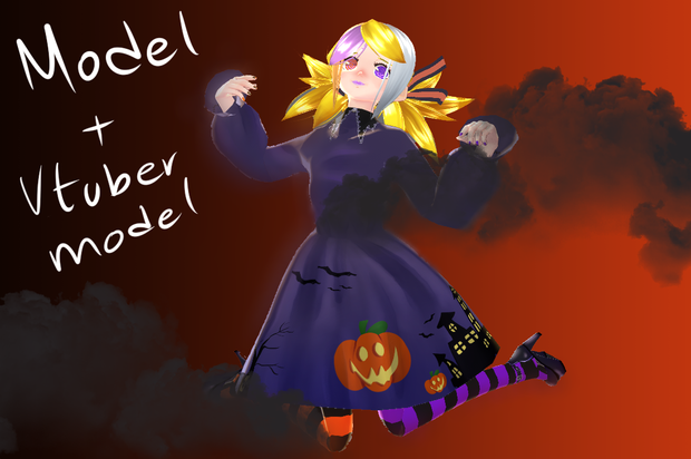 MMD VRoid Rin Halloween model and VTuber Model with +50 keyshapes
