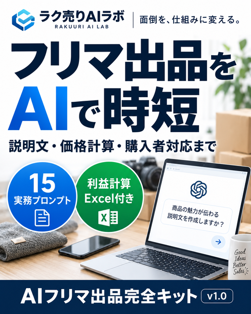 AIフリマ出品完全キット｜説明文・価格計算・購入者対応までAIで時短