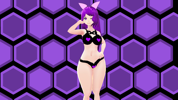 Black VRoid Swimsuit with Hearts