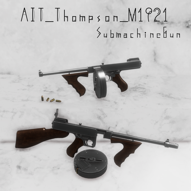 AIT_Thompson_M1921_submachine_gun【射撃ギミック、パーティクル,ハンドサイン設定済み】