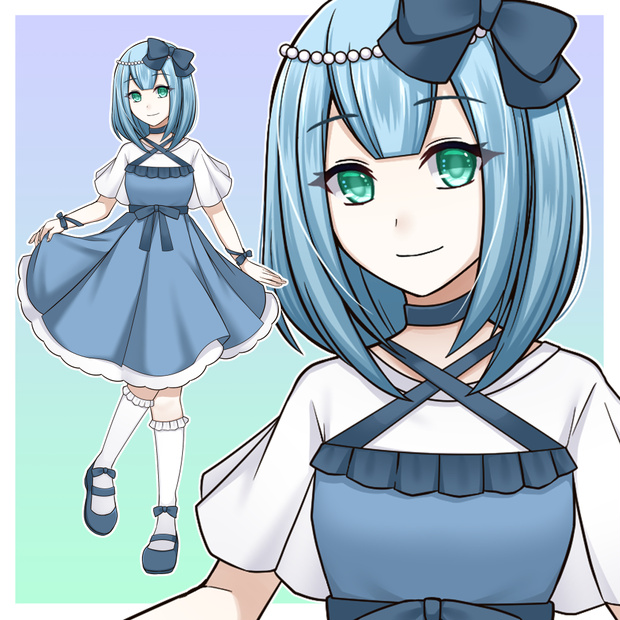 水色髪の少女【表情差分10種】