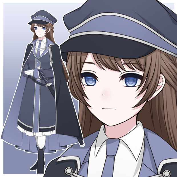 青い軍服を着た女の子【表情差分10種＋シルエット差分2種】
