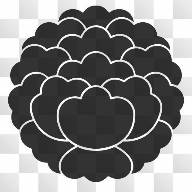牡丹紋 (ぼたん) 日本の実用家紋 ZIP (AI, PNG, PSD) - 家紋藝術
