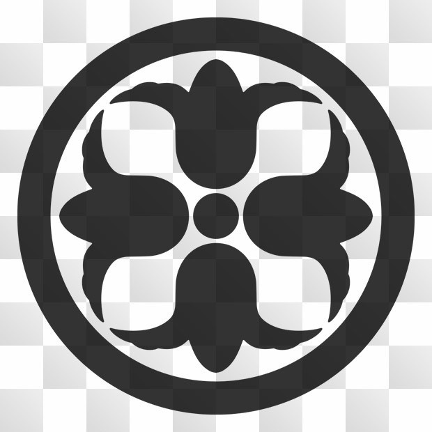 2点 釣鐘草紋 (つりがねそう) 日本の実用家紋 ZIP (AI, PNG, PSD)