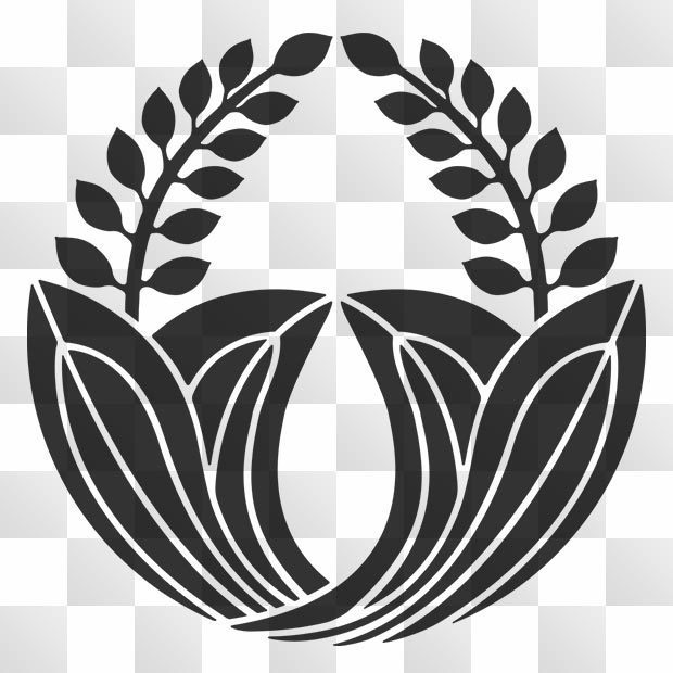 2点 車前草紋 (おおばこ) 日本の実用家紋 ZIP (AI, PNG, PSD)