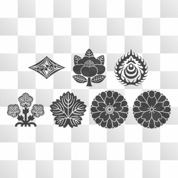 7点 神紋 (しんもん) 日本の実用神紋 ZIP (AI, PNG, PSD)