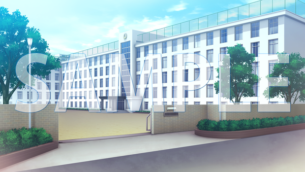 【背景素材】学園　外観（1385_bg04）【時間差分あり】