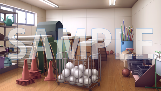 【背景素材】体育用具室（1385_bg10）【時間差分あり】