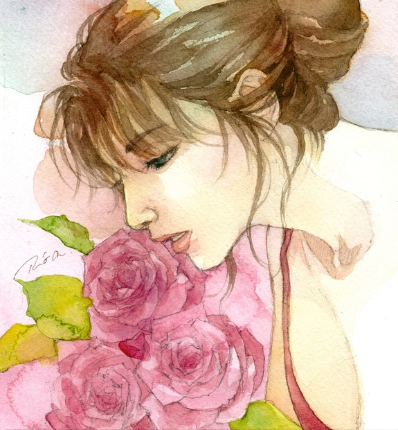 淡彩画『薔薇の香り』