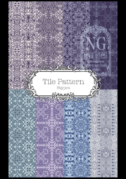 手描き飾り枠『Tile Pattern 8types』