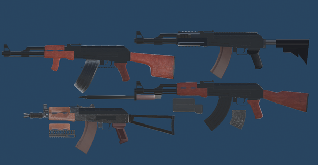 [R-18&R-18G&商用可] AK-47 & SKS & アタッチメント 3Dモデル