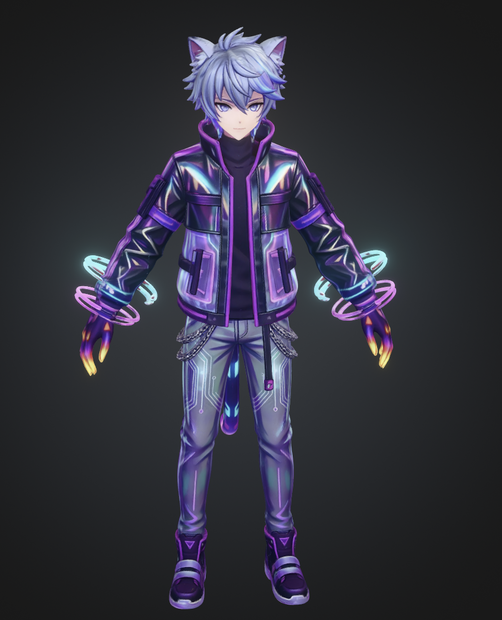 【3Dモデル/FBX】サイバーネコ少年 — Cyber Neko Boy | VRChat・Unity対応