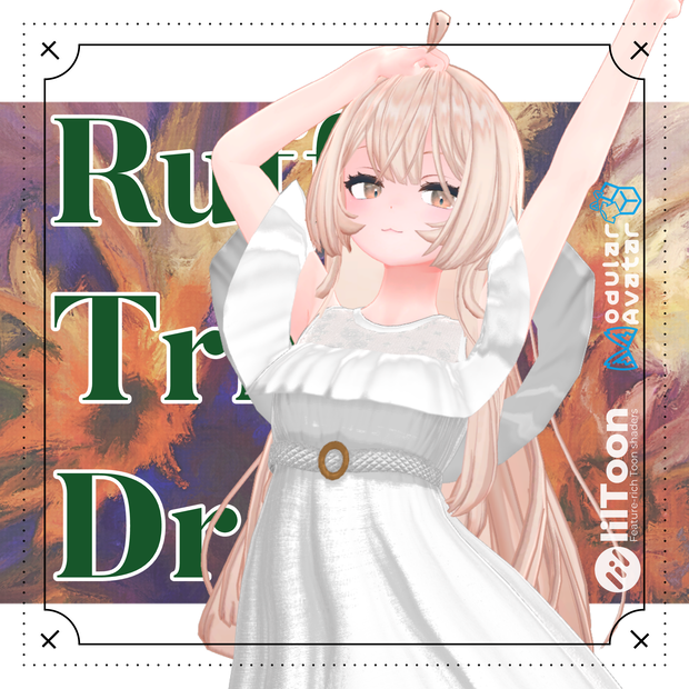 【31アバター対応】Ruffle Trim Dress #28【VRC想定】