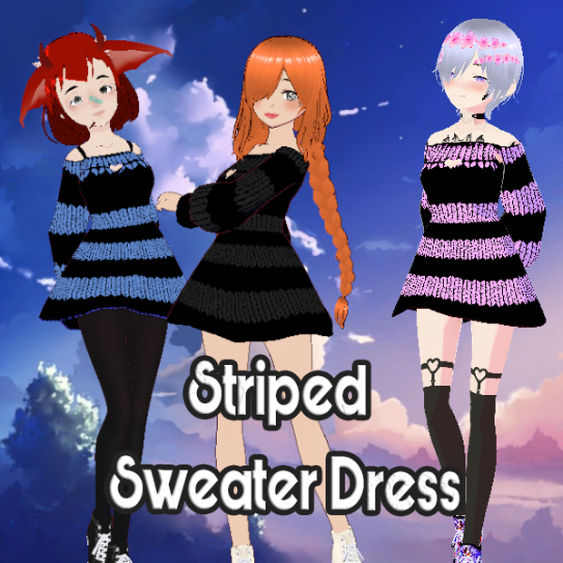 VRoid - Sweater Spring Dress Striped (3 Color)