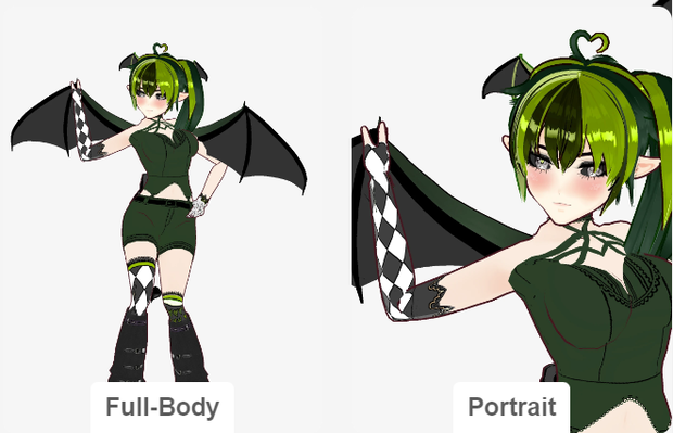 VRoid - Wings Bat Wings and Heart Tail Hair Preset (3 sizes)