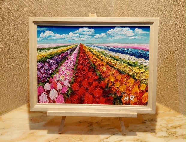 油絵 絵画 【菜の花畑を走る小湊鉄道】-