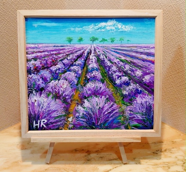 新作・油絵　窓辺のラベンダー　F3 ラベンダー畑】アクリル画 F3 風景画 絵画 - メルカリ