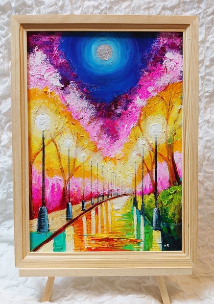 油絵 絵画 【桜のライトアップ】 - arashi1783 - BOOTH