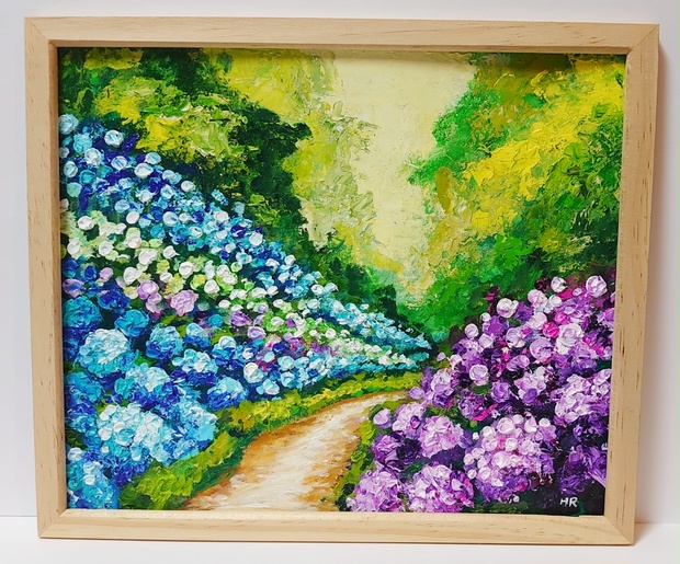 油絵 絵画 【紫陽花の道】 - arashi1783 - BOOTH