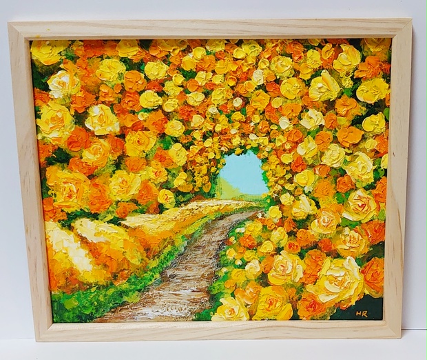 油絵 リームンロー(黄色い花) - 美術品