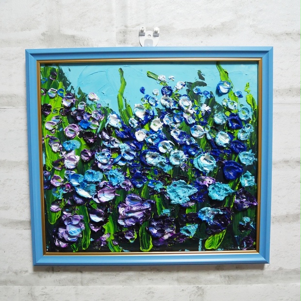 油絵 油彩 油彩画 絵 絵画 【blue flower field】 - arashi1783 - BOOTH