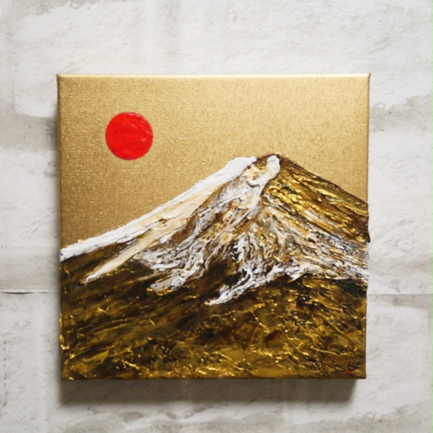 油絵 絵画 アートパネル【黄金富士山】