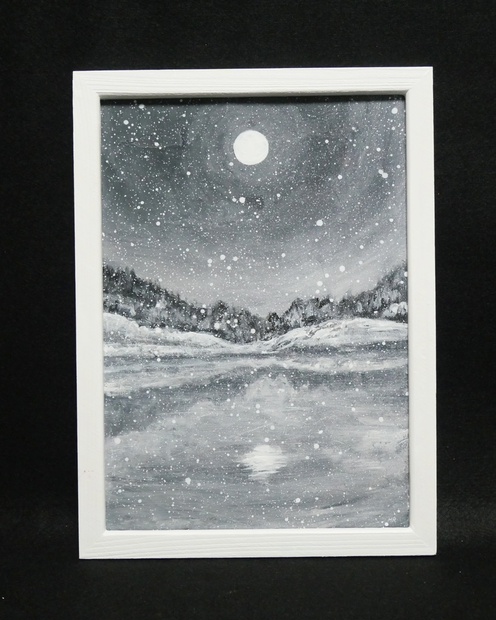 油絵 油彩 油彩画 絵画 【白黒の雪景色】 - arashi1783 - BOOTH