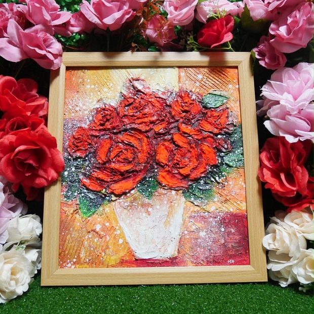 油絵 絵画 【赤い薔薇 】 - arashi1783 - BOOTH