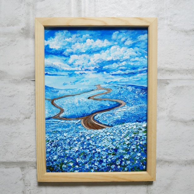 油絵 油彩 油彩画 絵 絵画【青い丘の道】 - arashi1783 - BOOTH