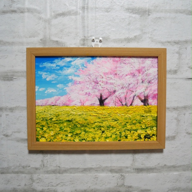 油絵 油彩 油彩画 絵 絵画　【三ノ倉高原菜の花畑】 油絵 油彩 油彩画 絵 絵画【三ノ倉高原菜の花畑】