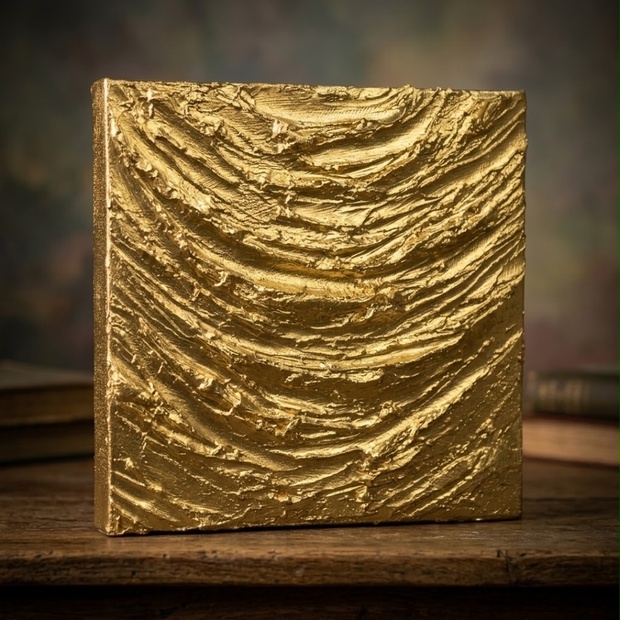 原画・一点物】油絵 抽象画 テクスチャーアート『Golden Vortex（黄金