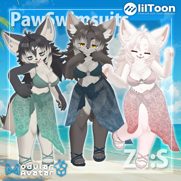 【複数アバター対応】Paw Swimsuits（にくきゅう水着）