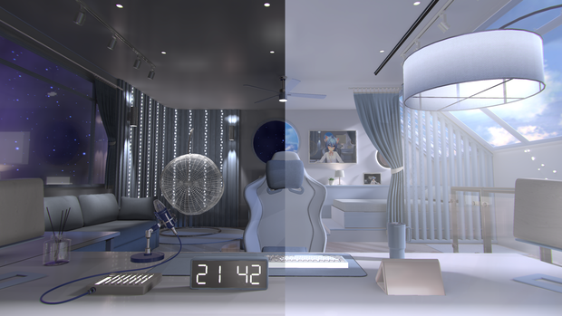 [Warudo Standard/BRP- Environment] Loft Studio (Day + Night)