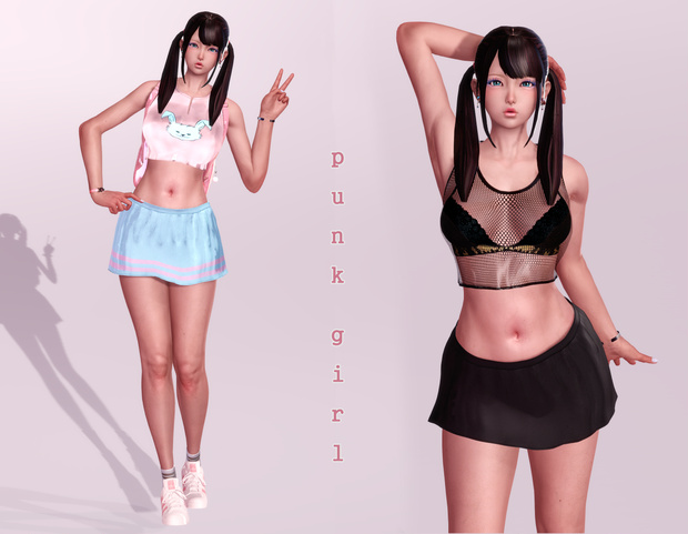 Punkgirl casual set(2type) for HS