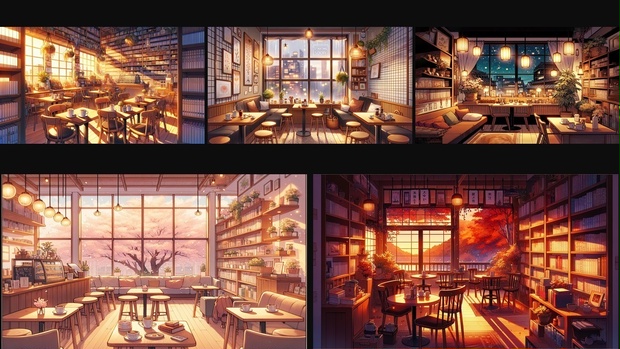 【VTuber/配信素材】Lofi Cafe Stream Pack｜背景動画×5・BGM・SFX・OBSオーバーレイセット