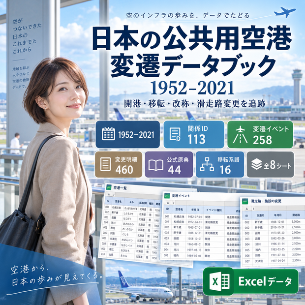 日本の公共用空港 変遷データブック 1952–2021｜開港・移転・改称・滑走路変更を追跡