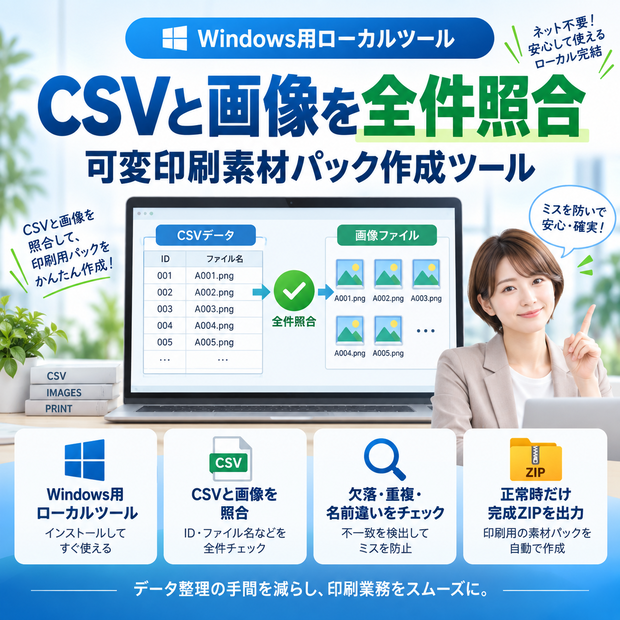 CSVと画像を全件照合｜可変印刷素材パック作成ツール