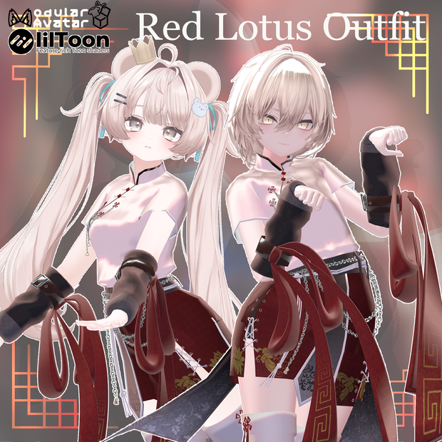 【18アバター以上対応】3D衣装『Red Lotus Outfit』【VRChat想定】