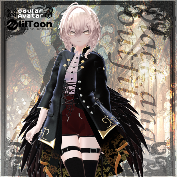 【18アバター以上対応💖】3D衣装『Black Angel Outfit』【VRChat想定】