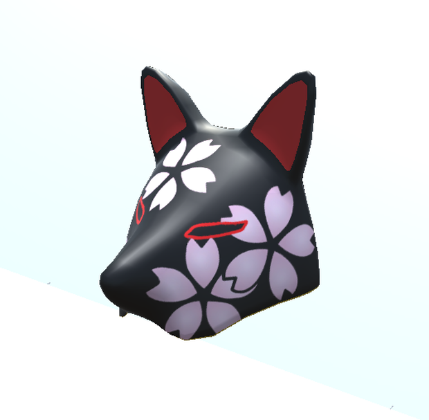 【3D小物】狐のお面（半面）