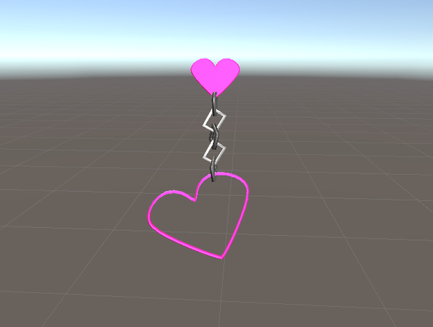 【3D小物】ハートとチェーンのイヤリング
