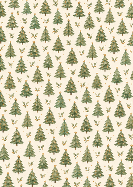 やさしいクリスマスのデジタルペーパー｜A6・5柄セット｜PNG・PDF